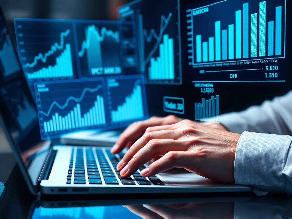 Contabilidade digital estratégica com dados financeiros e gráficos